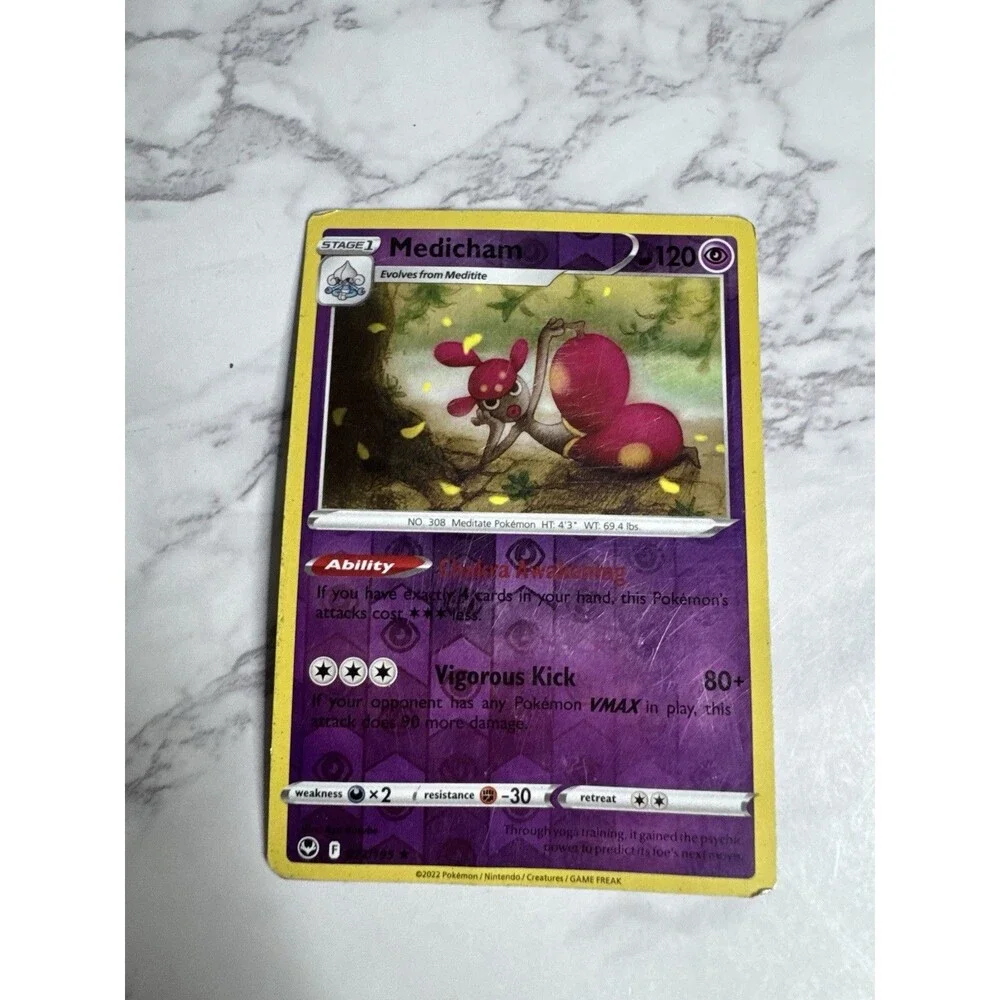 Pokemon TCG Medicham 77/264 Fusion Strike Reverse Holo Uncommon 120 HP EN 2022